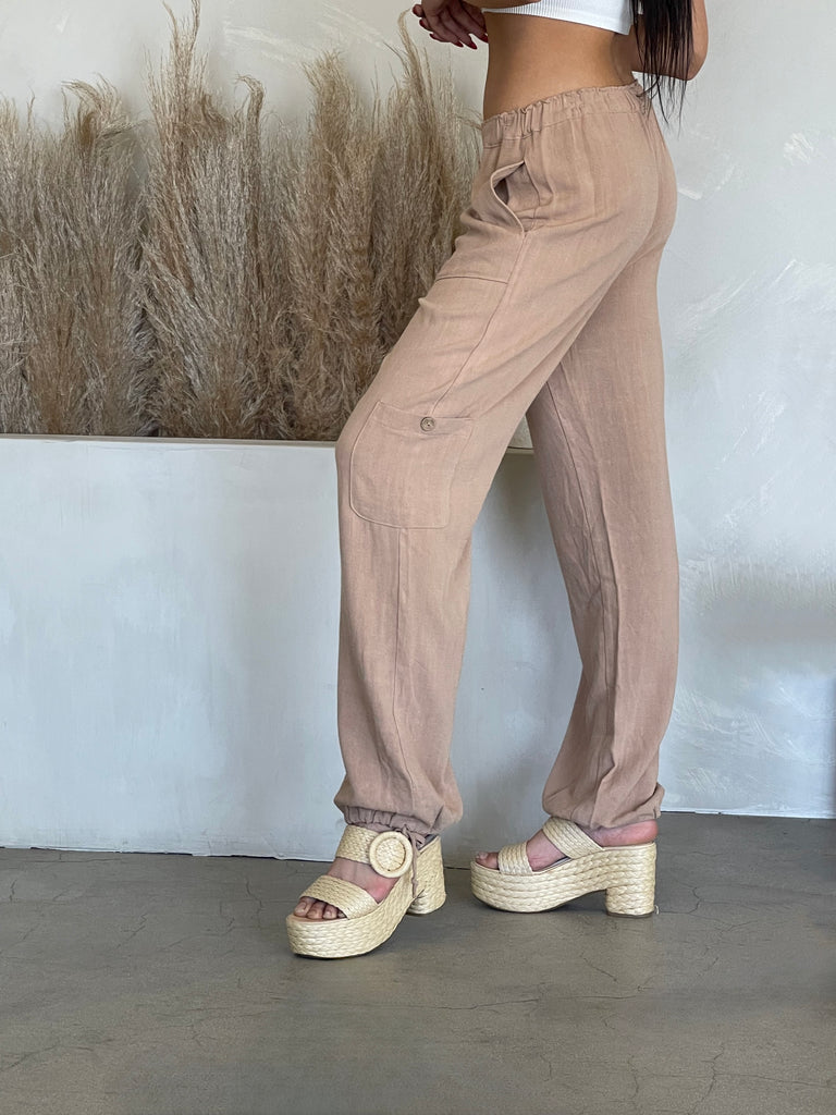 Abbot Kinney Linen Joggers - Taupe